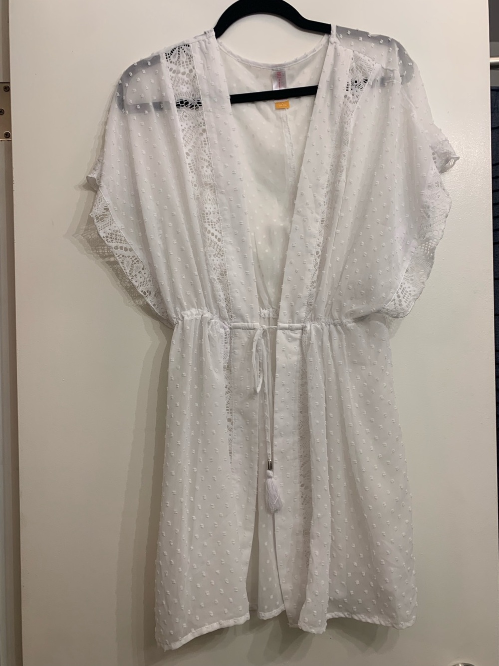 White Dot Tunic with Tassel Tie